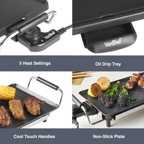 VonShef Electric XXL Teppanyaki Barbecue Table Grill Griddle & Reviews